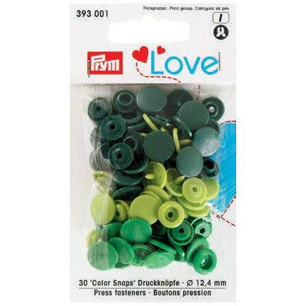 Prym Color Snaps Druckknöpfe Kunststoff Rund 12,4mm versch. Grün - 30 Stk von Prym