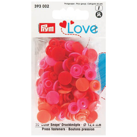 Prym Color Snaps Druckknöpfe Kunststoff Rund 12,4mm versch. Rot - 30 Stk von Prym