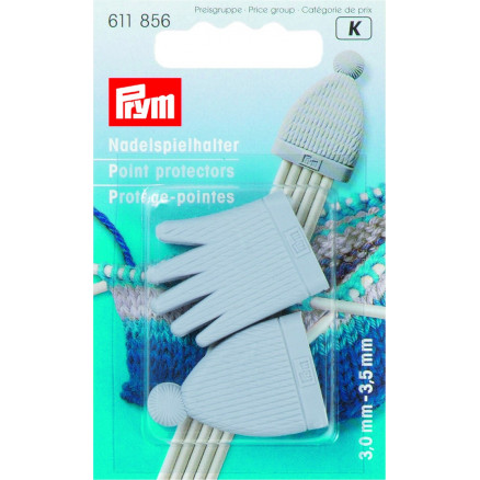 Prym Maschenstopper / Nadelspitzen Schützer für Strumpfstricknadeln Nr. 3,00-3,50mm Grau Mütze und Handschuh - 2 Stk von Prym