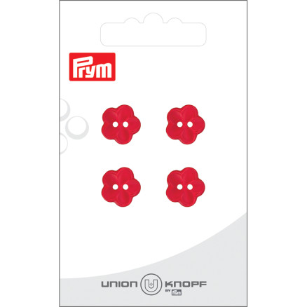 Prym Kunststoffknopf Blume Rot 12mm - 4 Stück von Prym