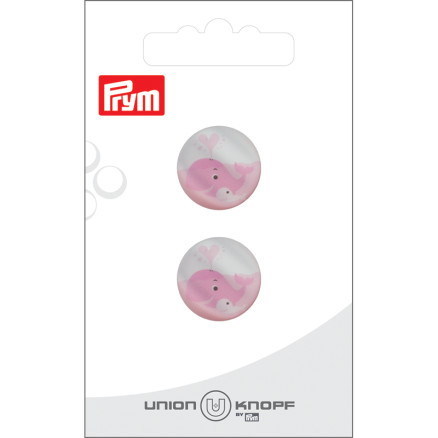 Prym Kunststoffknopf Rosa Wal 18mm - 2 Stück von Prym