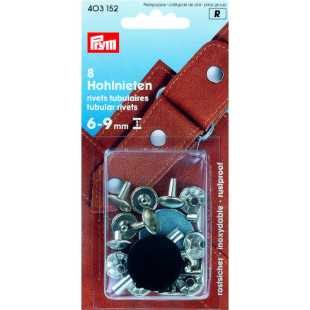 Prym Lochnieten Silber 9mm für 6-9mm Dicke - 8 Stück von Prym