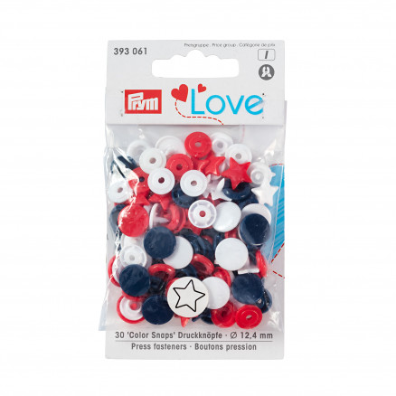 Prym Love Color Snaps Druckknöpfe Plastik Stern 12,4mm Versch. Rot/Weiß/Marine - 30 Stk Prym Love Color Snaps Druckknöpfe Plastik Stern 12,4mm Versch. Rot/Weiß/Marine - 30 Stk von Prym