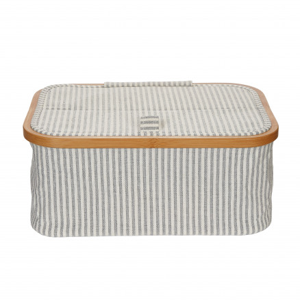 Prym Nähkästchen/Klappkorb Canvas/Bambus Grau Gestreift 38x26x16cm von Prym