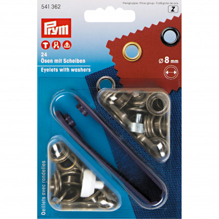 Prym Ösen mit Scheiben Messing 8mm - 24 Stk von Prym