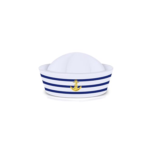 Marineblauer Matrosen-Kapitän-Mütze, klassisches blau-weißes Kostümzubehör für Motto-Partys, Marinekostüme, Segeln, Piraten, nautische Events, lustiges Verkleiden und Themen-Cosplay für Erwachsene und von Pryon