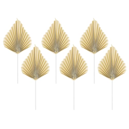Papier-Palmen-Fächer-Kuchenaufsätze, Palmblatt- und Speer-Cupcake-Topper, cremefarbene Kucheneinsätze, Dekorationen für DIY-Kuchendekoration, Zuhause, Hochzeit, Party-Dekoration, Basteln und von Pryon