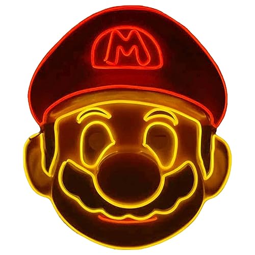 Super Mario Maske, beleuchtet, LED, El Draht, Vollgesicht, klassisches Gaming-Party-Kostüm, Cosplay, Halloween, Süßes oder Saures Super Mario Maske, beleuchtet, LED, El Draht, Vollgesicht, klassisches Gaming-Party-Kostüm, Cosplay, Halloween, Süßes oder Saures von Prysm Gaming