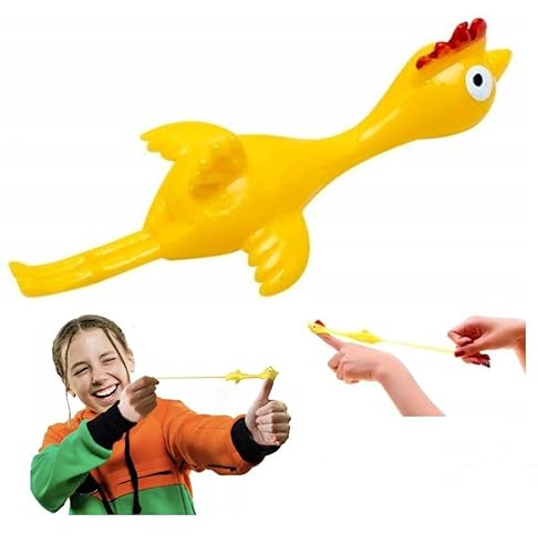 Przydasie Fliegendes Hühnerspielzeug Katapult 10 cm – Dehnbares Gummi, Lustiges Anti-Stress Spiel für Kinder & Erwachsene, Bürospaß & Party Gag, CE-zertifiziert von Przydasie