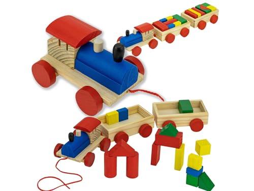 Przydasie Holzzug mit Bausteinen – Fördert Formen, Farben und Motorik, Sicheres, langlebiges Holzspielzeug für Kinder ab 3 Jahren – Bunt, 38 cm lang Przydasie Holzzug mit Bausteinen – Fördert Formen, Farben und Motorik, Sicheres, langlebiges Holzspielzeug für Kinder ab 3 Jahren – Bunt, 38 cm lang von Przydasie
