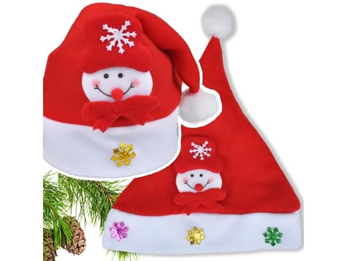 Przydasie Weihnachtsmannmütze aus Fleece, 24x30 cm, Unisex, weiches Material, festliches Design mit Schneemann, ideal für Weihnachten Przydasie Weihnachtsmannmütze aus Fleece, 24x30 cm, Unisex, weiches Material, festliches Design mit Schneemann, ideal für Weihnachten von Przydasie