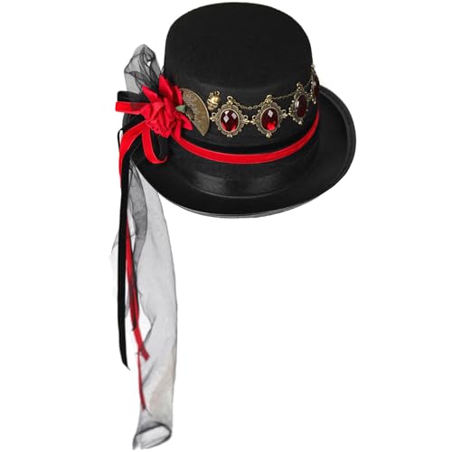 Flacher Top-Hut, Steampunk-Hut, Stein, Gothic, viktorianisch, Halloween, Damen, kleine Krempe, Fedora-Hut, Bühnenauftrittshut Flacher Top-Hut, Steampunk-Hut, Stein, Gothic, viktorianisch, Halloween, Damen, kleine Krempe, Fedora-Hut, Bühnenauftrittshut von Psdndeww