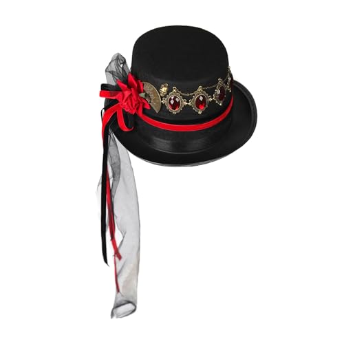 Flacher Top-Hut, Steampunk-Hut, Stein, Gothic, viktorianisch, Halloween, Damen, kleine Krempe, Fedora-Hut, Bühnenauftrittshut Flacher Top-Hut, Steampunk-Hut, Stein, Gothic, viktorianisch, Halloween, Damen, kleine Krempe, Fedora-Hut, Bühnenauftrittshut von Psdndeww