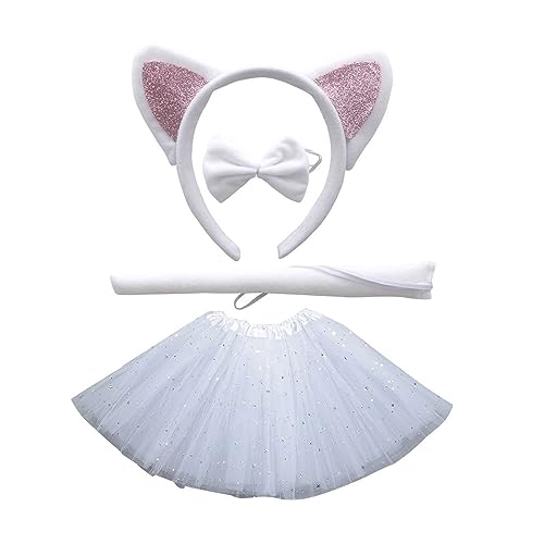 Psdndeww 1/3/4 Katzenkostüm-Zubehör-Set, Cosplay, Katzenohren, Stirnband, Schleife, Schwanz, Rock, Zubehör, Kinder-Katzenkostüme Psdndeww 1/3/4 Katzenkostüm-Zubehör-Set, Cosplay, Katzenohren, Stirnband, Schleife, Schwanz, Rock, Zubehör, Kinder-Katzenkostüme von Psdndeww
