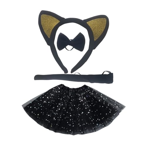Psdndeww 1/3/4 Katzenkostüm-Zubehör-Set, Cosplay, Katzenohren, Stirnband, Schleife, Schwanz, Rock, Zubehör, Kinder-Katzenkostüme Psdndeww 1/3/4 Katzenkostüm-Zubehör-Set, Cosplay, Katzenohren, Stirnband, Schleife, Schwanz, Rock, Zubehör, Kinder-Katzenkostüme von Psdndeww