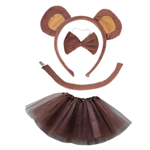 Psdndeww Bärenkostüm-Set, Bärenohren, Stirnband, Fliege, Schwanz, Rock für Kinder, Halloween, Kostüm, Cosplay, Party Psdndeww Bärenkostüm-Set, Bärenohren, Stirnband, Fliege, Schwanz, Rock für Kinder, Halloween, Kostüm, Cosplay, Party von Psdndeww