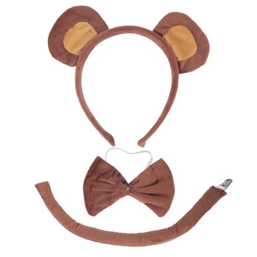 Psdndeww Bärenkostüm-Set, Bärenohren, Stirnband, Fliege, Schwanz, Rock für Kinder, Halloween, Kostüm, Cosplay, Party Psdndeww Bärenkostüm-Set, Bärenohren, Stirnband, Fliege, Schwanz, Rock für Kinder, Halloween, Kostüm, Cosplay, Party von Psdndeww