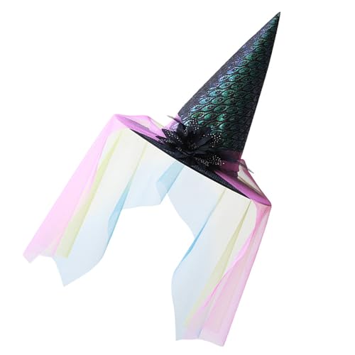 [Psdndeww] Frischer Hexenhut mit Spitze Schleierblume für Damen, für Halloween-Party von Psdndeww