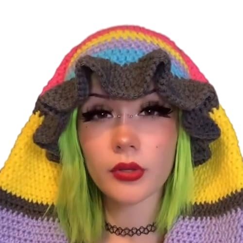 Psdndeww Gestrickter Kaninchenhut Eimer Schädel Kopfbedeckung Kopfbedeckung Für Outdoors Kaninchen Ohren Halloween Übergroße Mützen von Psdndeww