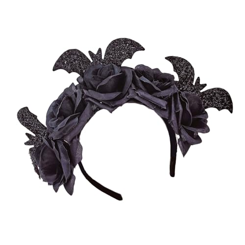 Psdndeww Halloween-Haarband mit Fledermaus-Rose, Themenparty, Haarband, für Damen und Mädchen, Maskeraden, Zubehör, saisonale Feiertagsrequisiten, Kopfbedeckung Psdndeww Halloween-Haarband mit Fledermaus-Rose, Themenparty, Haarband, für Damen und Mädchen, Maskeraden, Zubehör, saisonale Feiertagsrequisiten, Kopfbedeckung von Psdndeww