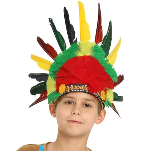 Psdndeww Karnevalsparty-Zubehör, Stirnband für MardiGras, Feiertagsrequisiten, gefiedertes Stirnband für Erwachsene, Rollenspiel, indisches Haarband Psdndeww Karnevalsparty-Zubehör, Stirnband für MardiGras, Feiertagsrequisiten, gefiedertes Stirnband für Erwachsene, Rollenspiel, indisches Haarband von Psdndeww