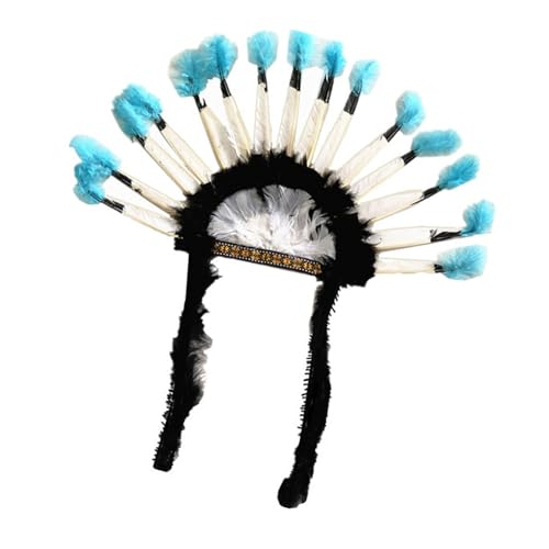 Psdndeww Karnevalsparty-Zubehör, Stirnband für MardiGras, Feiertagsrequisiten, gefiedertes Stirnband für Erwachsene, Rollenspiel, indisches Haarband Psdndeww Karnevalsparty-Zubehör, Stirnband für MardiGras, Feiertagsrequisiten, gefiedertes Stirnband für Erwachsene, Rollenspiel, indisches Haarband von Psdndeww