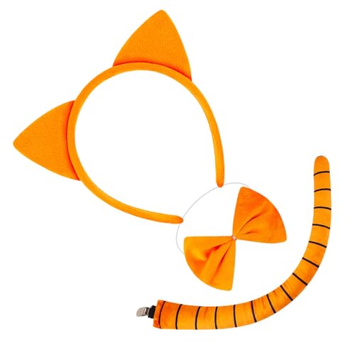 Psdndeww] Katzenkostüm mit Katzenohren, Haarreif mit Schleife, Rock, Tierkostüm, Halloween-Kostüm, Katzenkostüm von Psdndeww