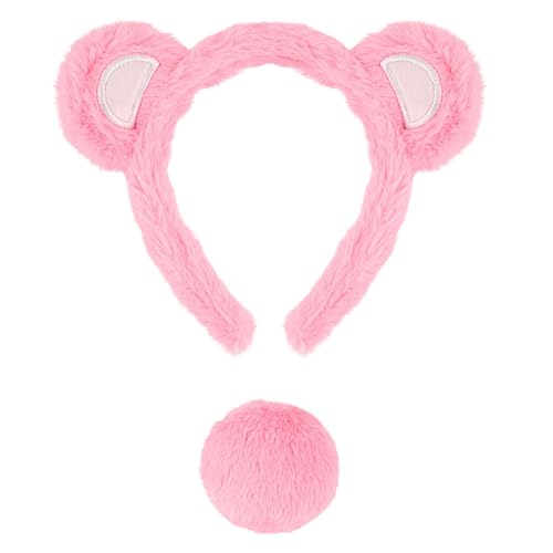 Psdndeww Little Bear Ohren und Schwanz Set mit kleinen Ohren Stirnband Schwanz Tier Cosplay Kostüm Zubehör für Halloween Halloween Cosplay Kostüme von Psdndeww