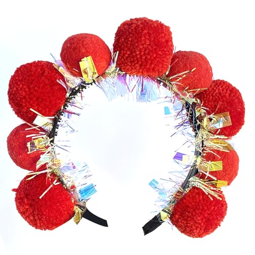 Psdndeww] Mardi Gras Pompoms Stirnband Tinsel Pom Pontones Flapper Taco von Psdndeww
