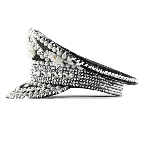 Psdndeww Sparkling Captain Hat Pearls Crystal Niethut Für Junggeselle Party Party Captain Braut Für Schauspieler Schauspielerin Psdndeww Sparkling Captain Hat Pearls Crystal Niethut Für Junggeselle Party Party Captain Braut Für Schauspieler Schauspielerin von Psdndeww