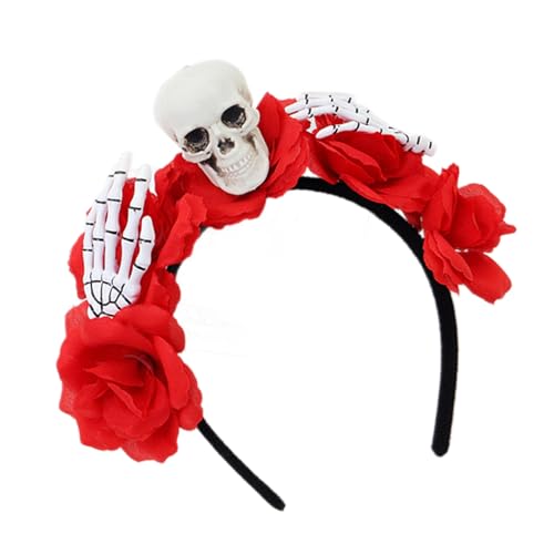 Psdndeww Tag der Toten Kostüm Zubehör Dias Des Los Muerto Damen Halloween Cosplay Blumenkronen Stirnband Tag der Toten Kostüm von Psdndeww
