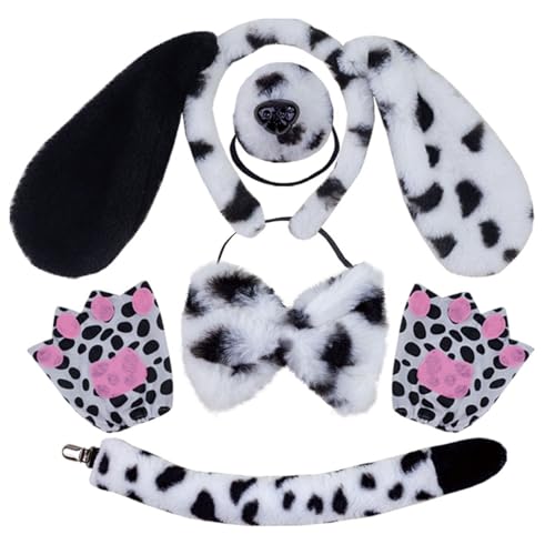 Psdndeww Tierohr-Stirnband für Kinder, gepunktetes Hunde-Stirnband/Fliege/Schwanz, Bühnenanzug für Kinder, Halloween, Cosplay, Party, Kostüm-Set Psdndeww Tierohr-Stirnband für Kinder, gepunktetes Hunde-Stirnband/Fliege/Schwanz, Bühnenanzug für Kinder, Halloween, Cosplay, Party, Kostüm-Set von Psdndeww