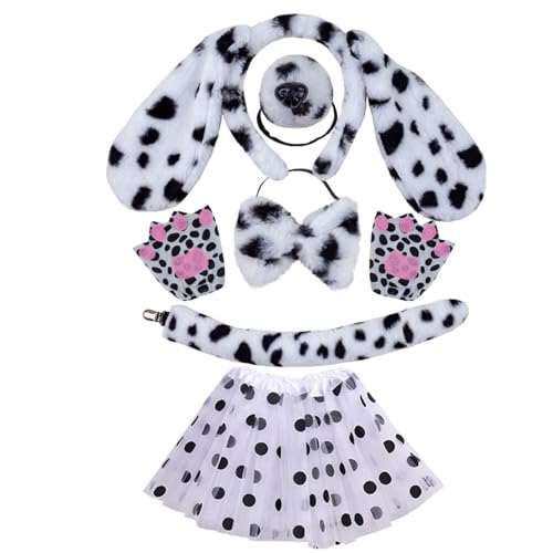 Psdndeww Tierohr-Stirnband für Kinder, gepunktetes Hunde-Stirnband/Fliege/Schwanz, Bühnenanzug für Kinder, Halloween, Cosplay, Party, Kostüm-Set Psdndeww Tierohr-Stirnband für Kinder, gepunktetes Hunde-Stirnband/Fliege/Schwanz, Bühnenanzug für Kinder, Halloween, Cosplay, Party, Kostüm-Set von Psdndeww