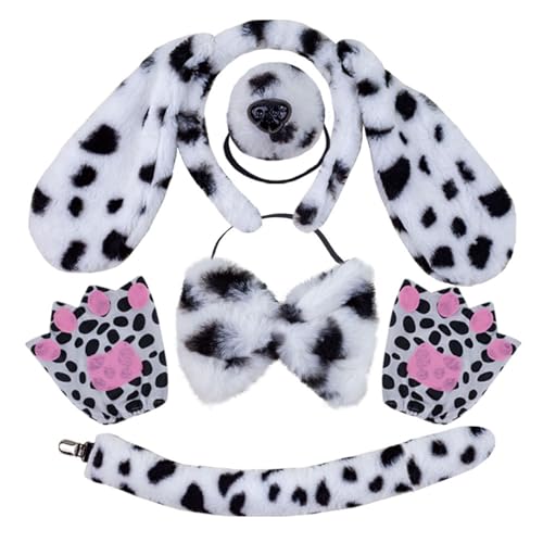 Psdndeww Tierohr-Stirnband für Kinder, gepunktetes Hunde-Stirnband/Fliege/Schwanz, Bühnenanzug für Kinder, Halloween, Cosplay, Party, Kostüm-Set Psdndeww Tierohr-Stirnband für Kinder, gepunktetes Hunde-Stirnband/Fliege/Schwanz, Bühnenanzug für Kinder, Halloween, Cosplay, Party, Kostüm-Set von Psdndeww