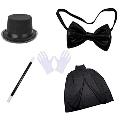 Psdndeww Zauberer-Kostüm für Kinder, Halloween, Cosplay, Rollenspiel, Umhang, Hut, Handschuh, Krawatte für Kleider, 5 Stück Psdndeww Zauberer-Kostüm für Kinder, Halloween, Cosplay, Rollenspiel, Umhang, Hut, Handschuh, Krawatte für Kleider, 5 Stück von Psdndeww