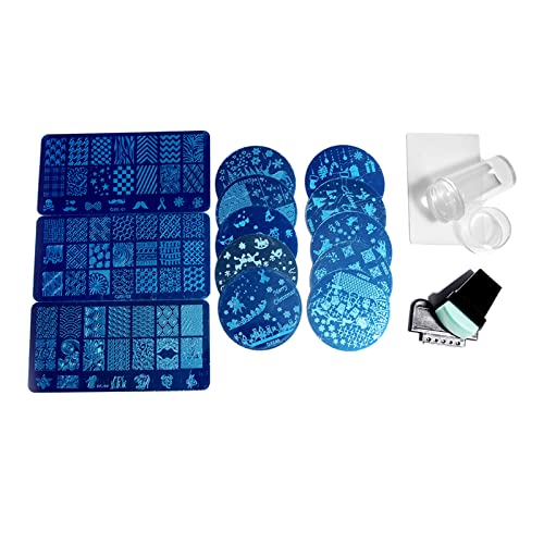 Weihnachts-Nagelstempelplatten-Set, 13 Platten, 2 Stempel, 1 Schaber, Nagelkunst-Stempelplatte, Schaber-Set für Nageldekoration Weihnachts-Nagelstempelplatten-Set, 13 Platten, 2 Stempel, 1 Schaber, Nagelkunst-Stempelplatte, Schaber-Set für Nageldekoration von Psdndeww
