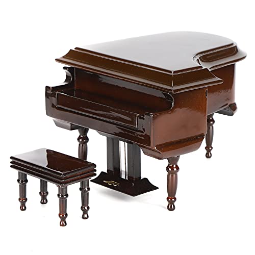 Miniatur-Klavier, Mini-Flügel aus Holz, Musikinstrument, Modellhaus, Wohnzimmermöbel, Zubehör mit Hocker Miniatur-Klavier, Mini-Flügel aus Holz, Musikinstrument, Modellhaus, Wohnzimmermöbel, Zubehör mit Hocker von Pssopp