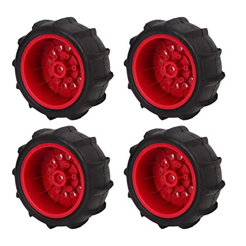 Pssopp 1:10 RC-Reifenräder, 4 Stück RC-Car-Schneeradreifen mit 3 Colligers für RC-Offroad (Rot) von Pssopp