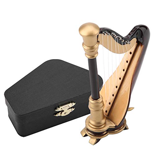 Pssopp 3.5in Holz Harp Replik Musical Instrument Model, Miniatur Harp Dollhouse Accessoire mit Stand und Geschenkkoffer für Weihnachtsgeburtstag Geschenke Pssopp 3.5in Holz Harp Replik Musical Instrument Model, Miniatur Harp Dollhouse Accessoire mit Stand und Geschenkkoffer für Weihnachtsgeburtstag Geschenke von Pssopp