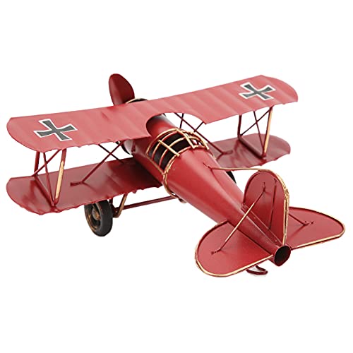 Pssopp Retro Flugzeugmodell Metallflugzeuge Modell Eisen Retro Flugzeug Segelflugzeug Doppeldecker Anhänger Modell für Zimmer Desktop Dekoration (Rot) von Pssopp