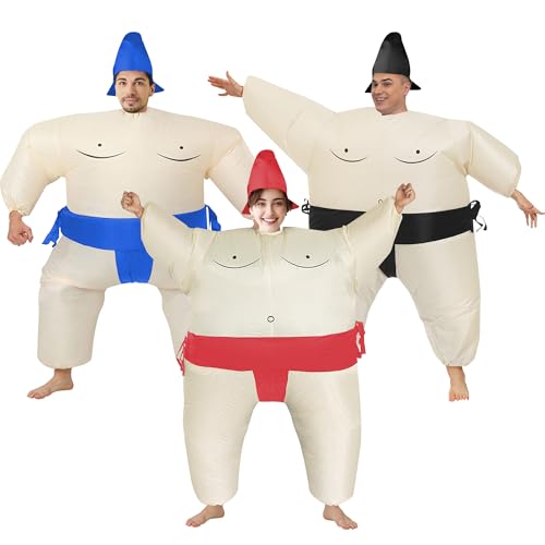 PsyKim 3 Packungen Aufblasbares Sumo-Kostüm Wrestler Blow-up Kostüm für Erwachsene/Halloween/Karneval/Geburtstag/Ostern von PsyKim