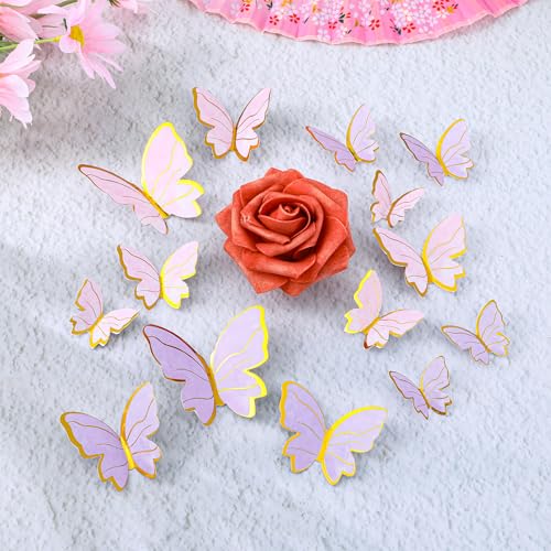 40 Stück Schmetterlinge kuchen deko, 3D Dreidimensional Schmetterlinge Deko Torte, Tortendeko Schmetterling, Schmetterling Cupcake Topper für Hochzeit Party Essen Dekoration, Rosa/Lila 40 Stück Schmetterlinge kuchen deko, 3D Dreidimensional Schmetterlinge Deko Torte, Tortendeko Schmetterling, Schmetterling Cupcake Topper für Hochzeit Party Essen Dekoration, Rosa/Lila von Psyqtsuary