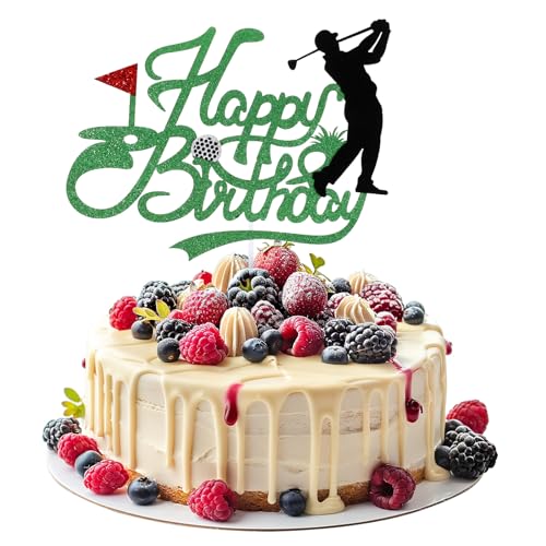 Golf Happy Birthday Kuchen Topper, Happy Birthday-Kuchenschild, Sport Theme Golf Ball Kuchen Dekor, Golf-Kuchenaufsatz Für Mann Frauen Jungen Mädchen, Geburtstag Party Supplies von Psyqtsuary