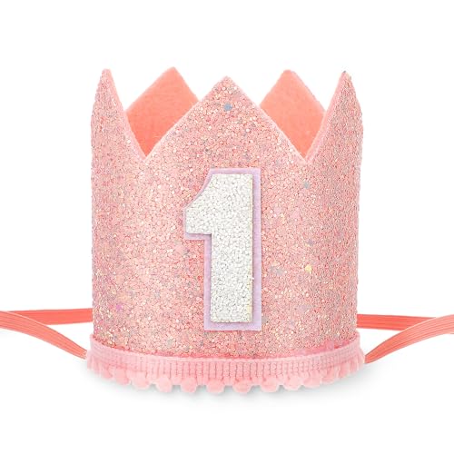 Psyqtsuary Hut zum ersten Geburtstag, Dekoration für Mädchen, glitzernde Geburtstagskrone, rosa Foto-Requisiten, 1. Geburtstag, Mädchenkrone, kleine Mädchen, Haarschmuck für einjährige Prinzessin Psyqtsuary Hut zum ersten Geburtstag, Dekoration für Mädchen, glitzernde Geburtstagskrone, rosa Foto-Requisiten, 1. Geburtstag, Mädchenkrone, kleine Mädchen, Haarschmuck für einjährige Prinzessin von Psyqtsuary