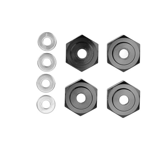 Psytfei 4 Stück RC-Sechskant-Kupplung, professioneller RC-Rad-Sechskant-Adapter aus Aluminiumlegierung für 1/10 RC-Autos (Black) von Psytfei