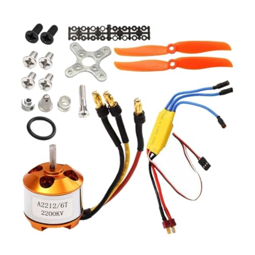 Ptdfjspt 2212 2200KV Motor + 30A ESC + 6035 Propeller + Propellerschutz Elektromotor-Kit für RC-Flugzeugmotor-Ersatzzubehör von Ptdfjspt