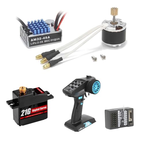 Ptdfjspt 2322 2600KV Brushless Motor 45A ESC 2322 2600KV Brushless Motor 45A Motor 7CH Fernbedienungsempfänger 21g Servo-Kit für 1/12 RC-Auto MN82 MN99S MN168 MN78 von Ptdfjspt