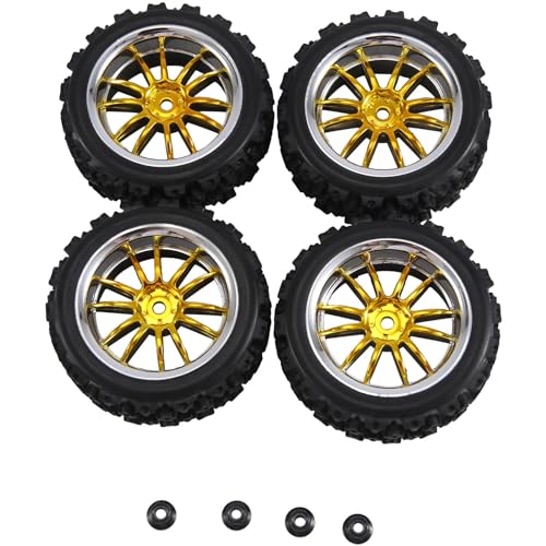 Ptdfjspt 4 Stück 12-Mm-Sechskantfelgen und Gummireifen mit Einem Außendurchmesser Von 2,59 für RC 1/10 On-Road-Tourenwagen-Teilezubehör B von Ptdfjspt
