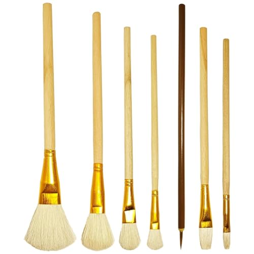 Ptdfjspt 7er-Pack Malpinsel, Keramik-Glasurpinsel, Aquarell-Wollpinsel-Set, Töpferwerkzeuge, Geeignet für Schüler und Erwachsene, Verwenden von Ptdfjspt