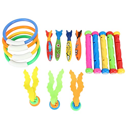 Ptdfjspt Tauchspielzeug Unterwasser-Schwimmbecken-Spielzeug, Tauchringe & -StöCke, Torpedos, Wassergras, Tauchausbildungsgeschenk für Kinder (16Er-Pack) von Ptdfjspt